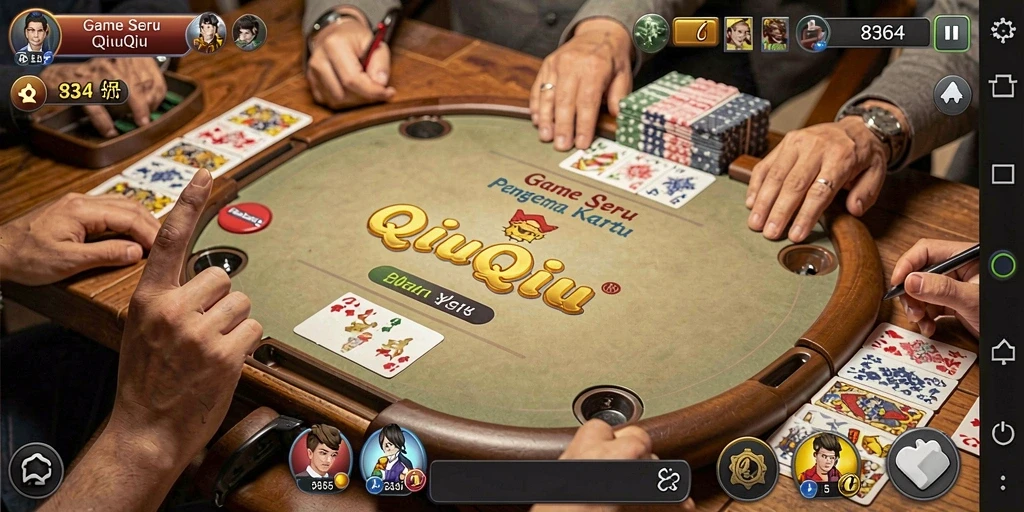 Screenshot utama 8364 menampilkan gameplay kartu QiuQiu yang seru.