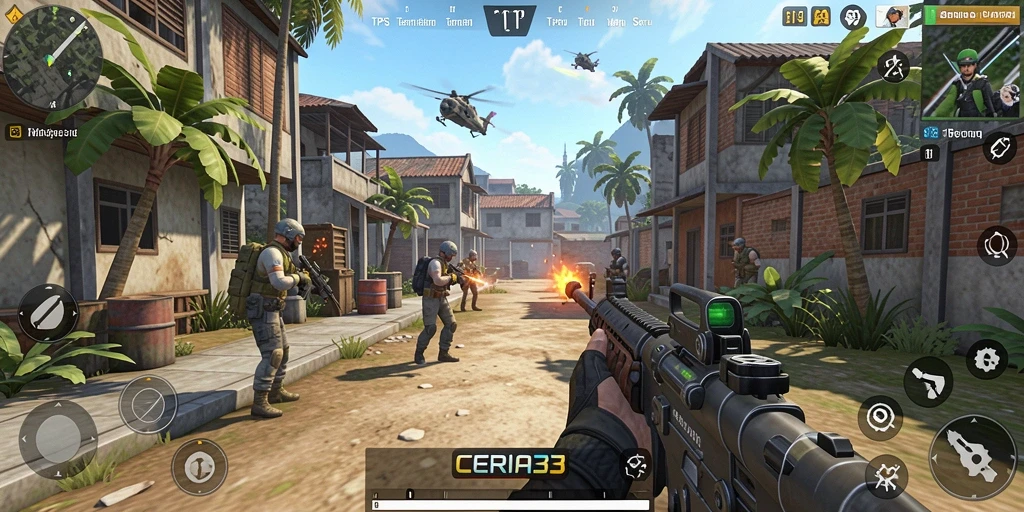 Screenshot menunjukkan aksi gameplay seru dalam CERIA33.