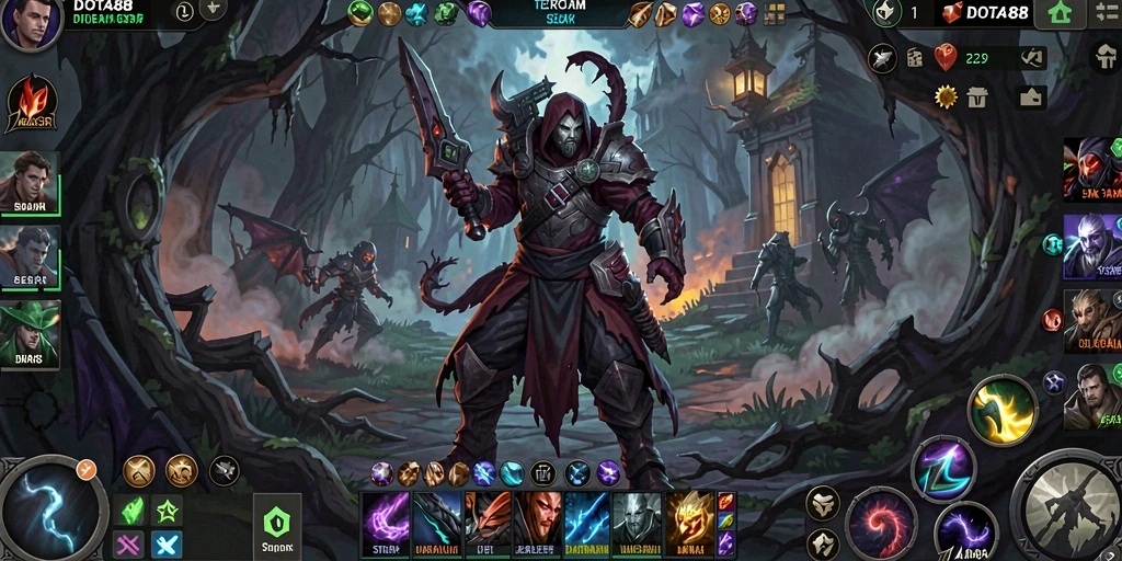 Tampilan gameplay DOTA88 menampilkan suasana mencekam dan penuh ketegangan.