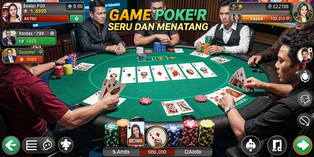Screenshot gameplay EE789 menampilkan pemain yang sedang bermain poker.