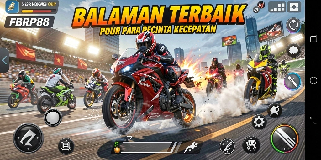 Gameplay FBRP88 menampilkan balapan motor yang mendebarkan dan penuh aksi.