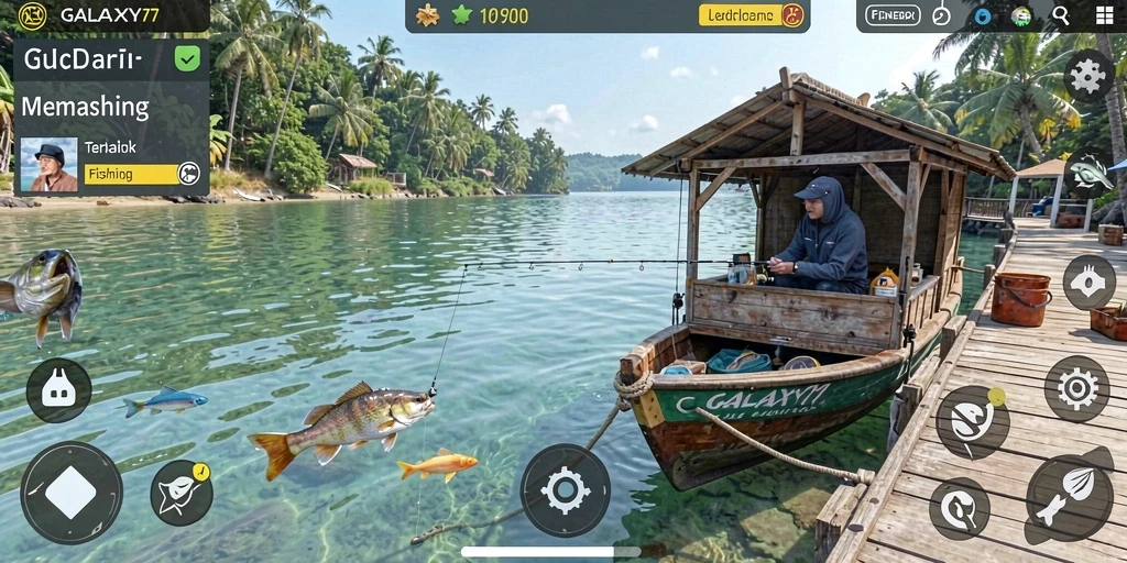 Tangkapan ikan spektakuler dalam gameplay GALAXY77.