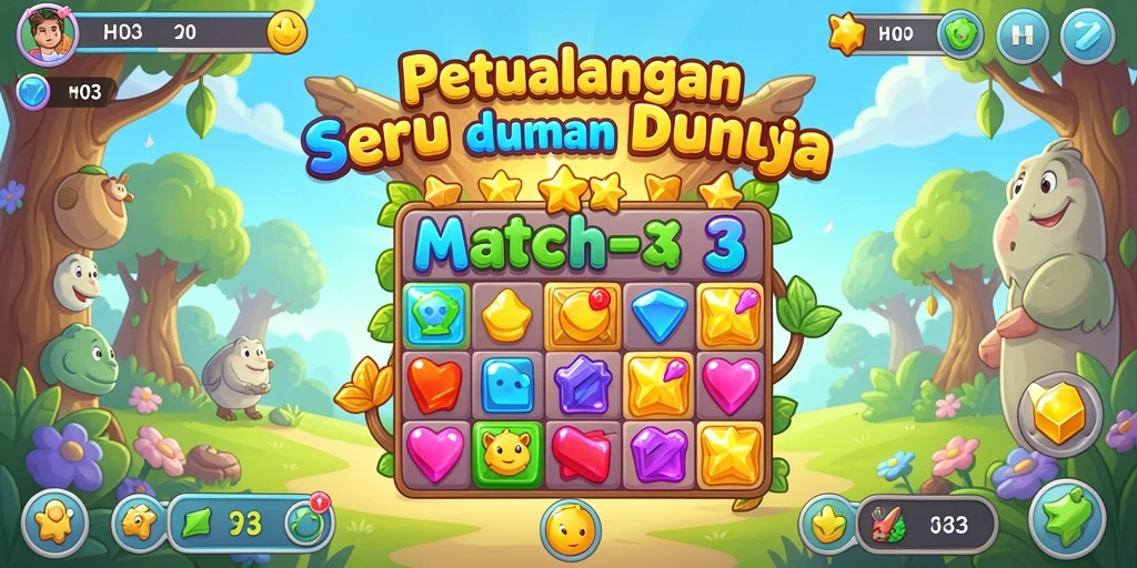 Tampilan gameplay H03 yang penuh warna dan menantang di dunia Match-3.