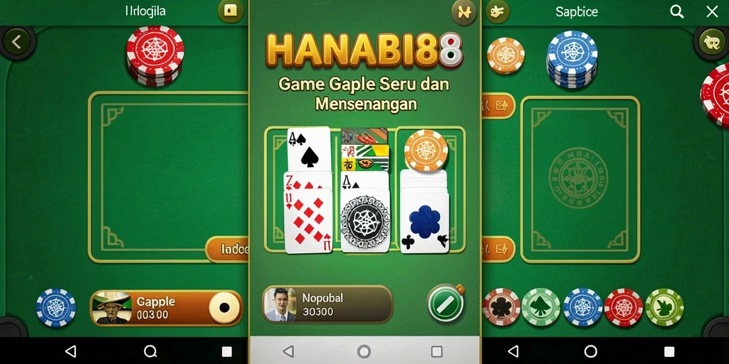 Tampilan gameplay Gaple seru di HANABI88
