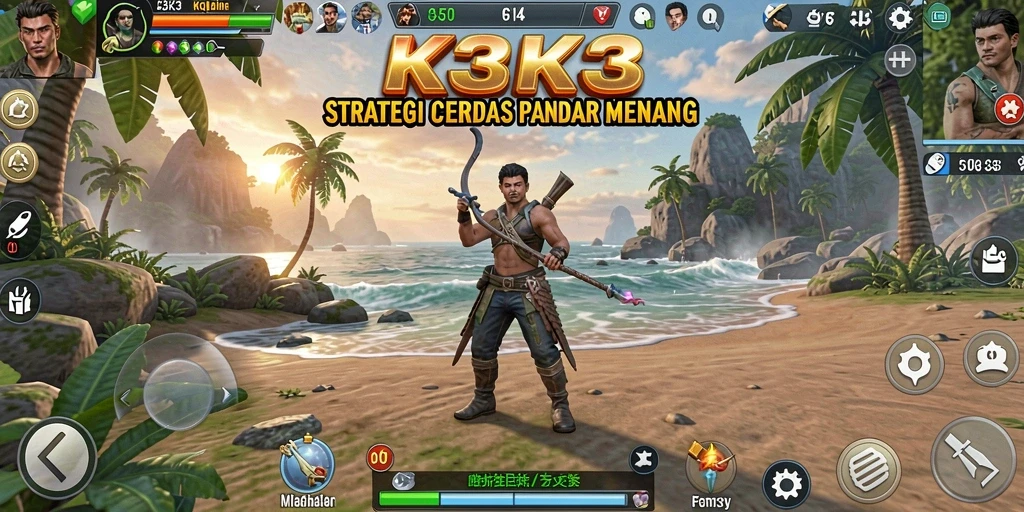 Screenshot utama K3K3 menampilkan aksi seru dalam gameplay strategi.