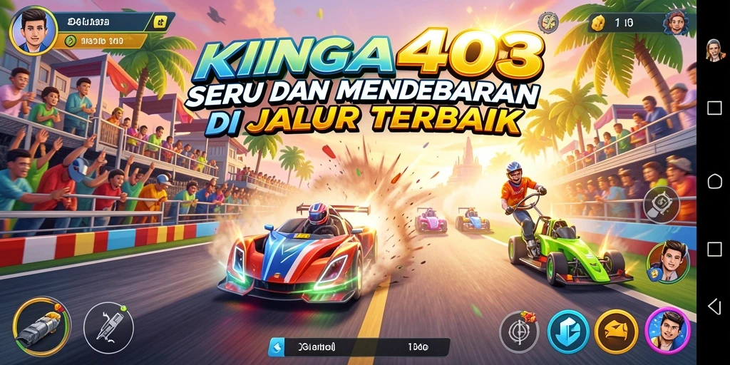 Screenshot gameplay KING403 yang menampilkan balapan mendebarkan di lintasan menantang.