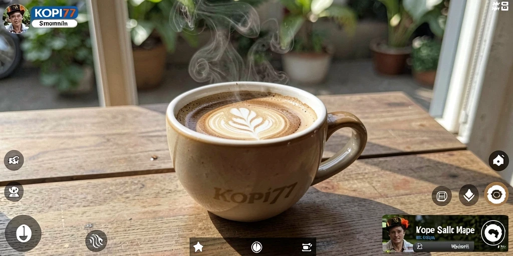 Tampilan gameplay KOPI77 menampilkan pengalaman menyeduh kopi yang mendetail.