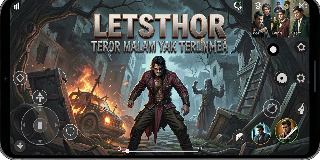 Tangkapan layar gameplay LETSTHOR menampilkan momen mencekam di kegelapan.