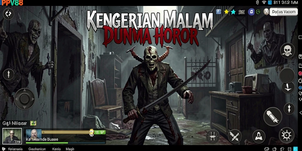 Screenshot gameplay PPV88 menampilkan suasana horor yang menyeramkan.