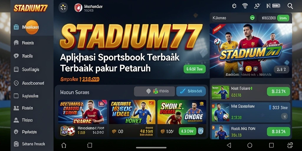 Tampilan utama STADIUM77 yang menampilkan berbagai opsi taruhan sport.