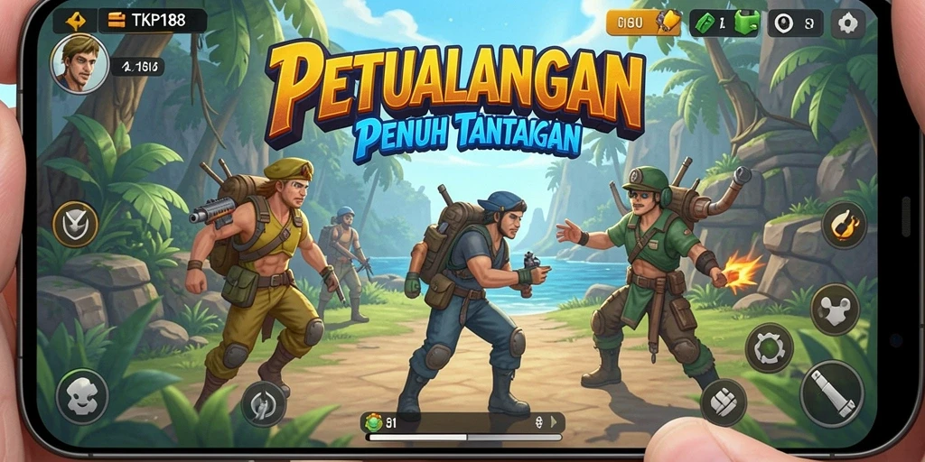 Tampilan gameplay seru dari TKP188 di lingkungan petualangan.