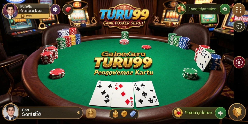 Tampilan gameplay menarik dari TURU99 saat bermain poker online.