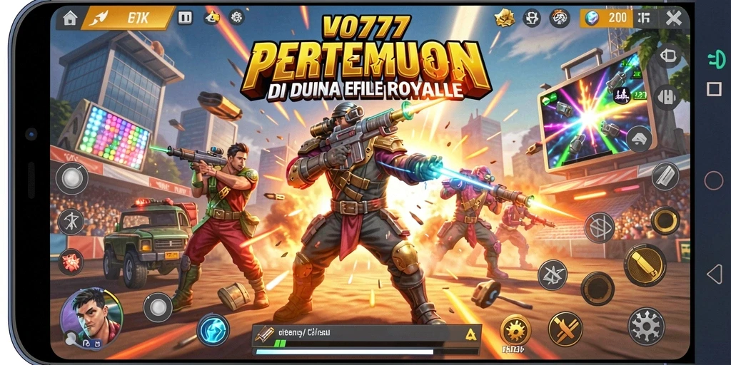 Screenshot menampilkan aksi seru gameplay Battle Royale VO777.